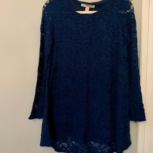 Floral Mesh Mini Dark Blue Forever 21 Dress